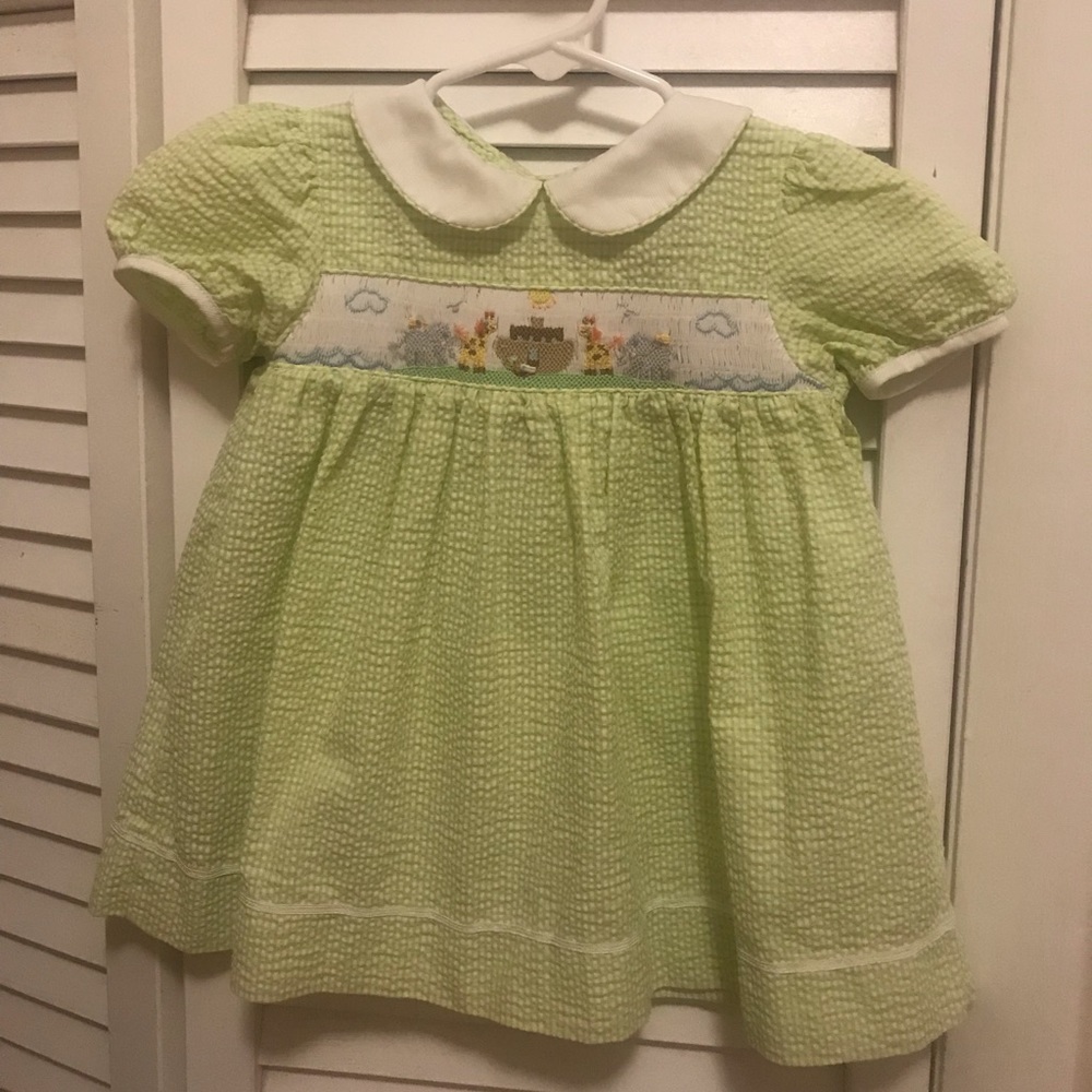 Petit Ami Smocked EUC Noah’s Ark Dress 9m